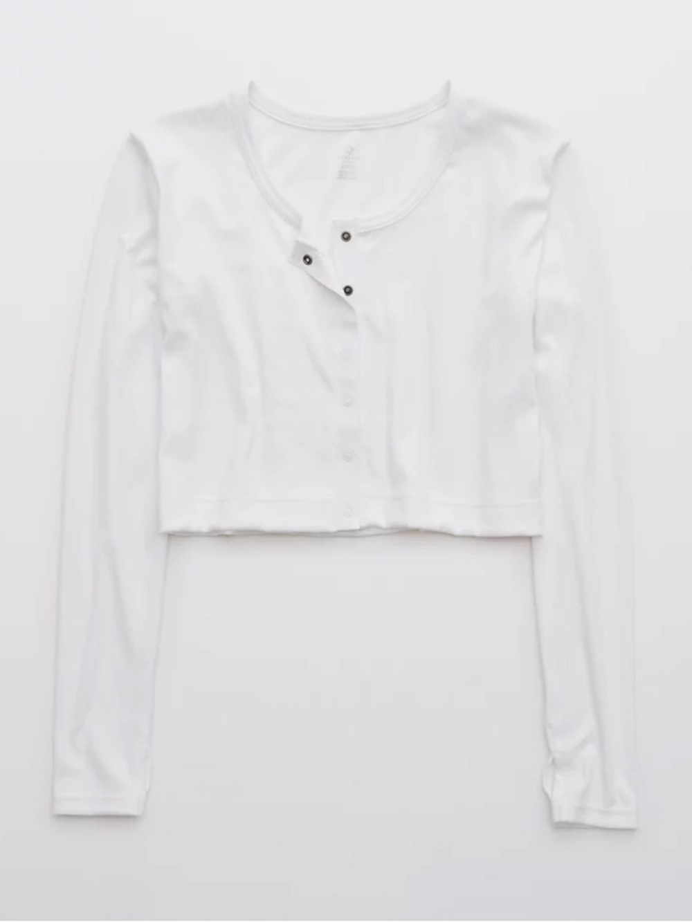 Aerie Cropped Snap Cardigan - White Long-Sleeve